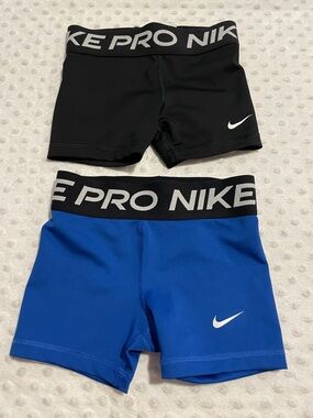 Nike Kids Pro Elastic Waist Training Shorts - Black & Blue